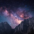 Milky Way enhanced against mountain rocks